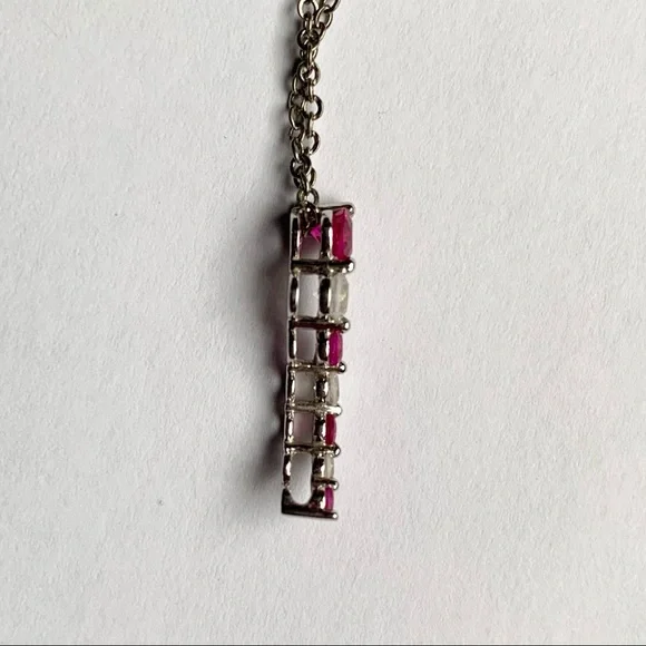 10k White gold Pink gemstone wavy necklace - Picture 10 of 10